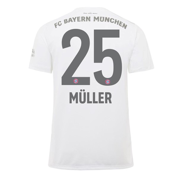 Trikot Bayern München NO.25 Muller Auswarts 2019-20 Weiß Fussballtrikots Günstig